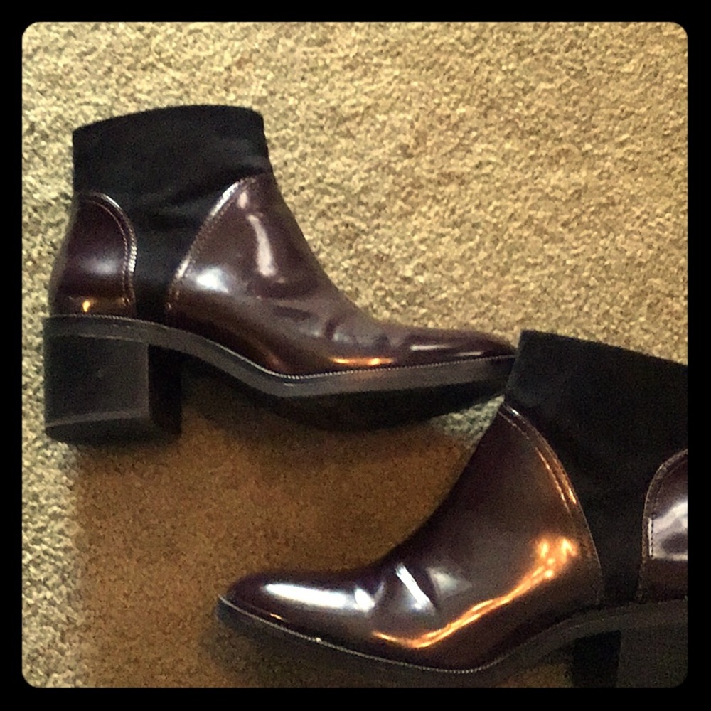 Zara patent brown black suede bootie FINAL